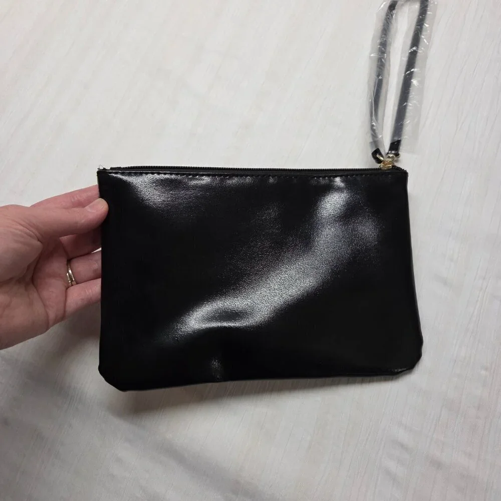 Victoria's Secret Limited Edition Black Sequin Wristlet Cosmetic Makeup Bag 9